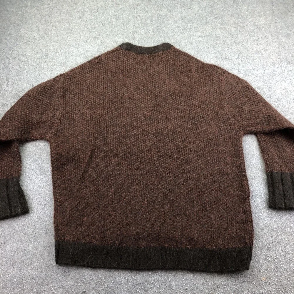 Banana Republic Sweater Mens Medium Brown Fuzzy Chunky Knit Crewneck Heavyweight